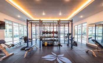 2-Story, tech advanced fitness center with cardio and strength training equipment